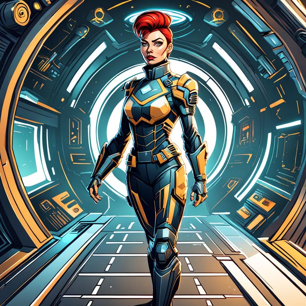 Cartoon Female Sci-Fi Captain Illustration