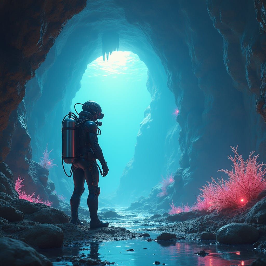 Scuba Diver Discovers Alien Cave in Iridescent Depths