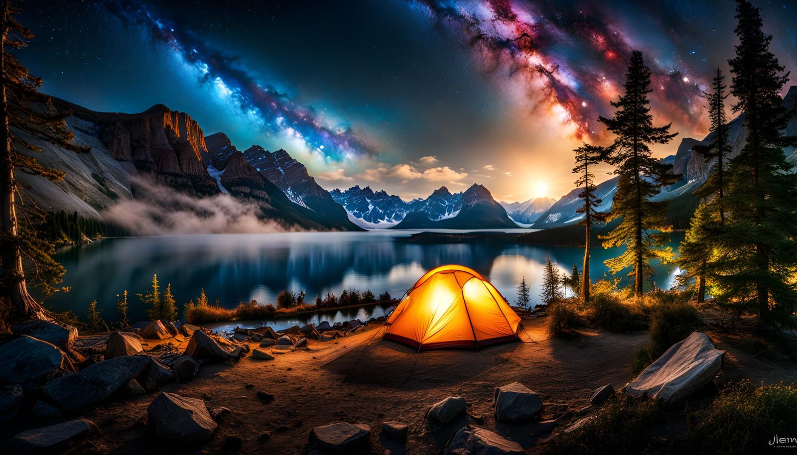 Gorgeous Lakeside Camping Spot in Hyperrealistic Style