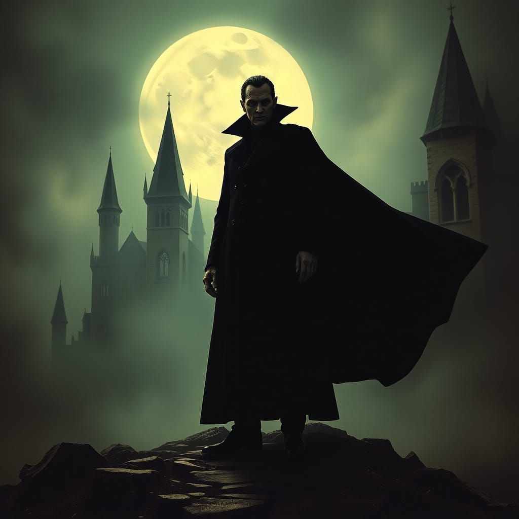 Mysterious Dracula in Misty Castle, Rembrandt Lighting