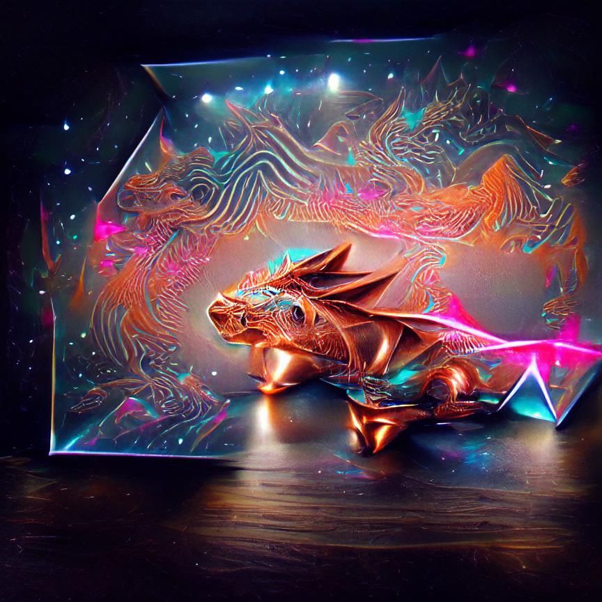 Copper Dragon in Synthwave Neon Style