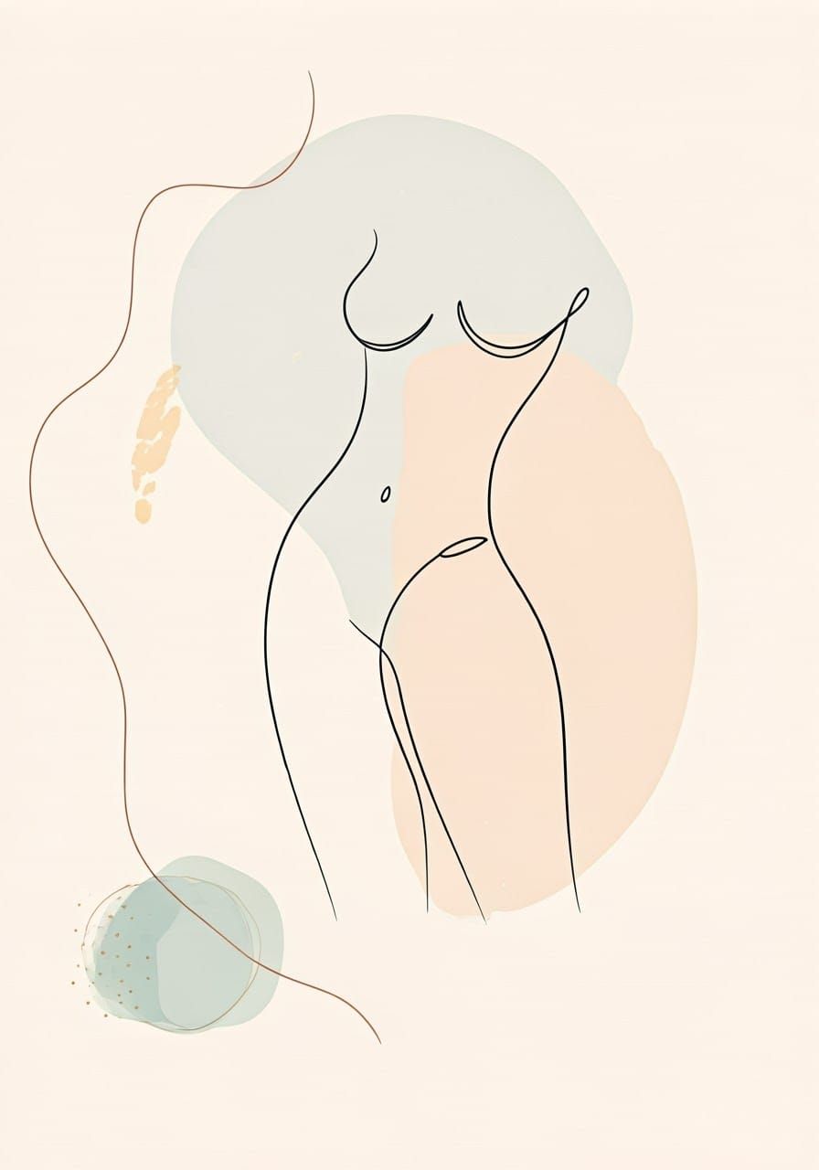 Serenely Minimalist Line Drawing of an Ethereal Woman