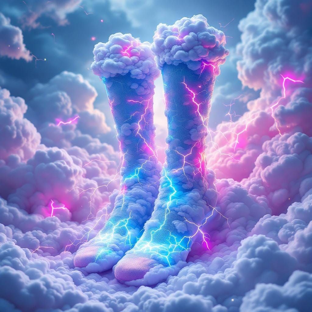 Storm Cloud Socks with Rainbows in 3D Design