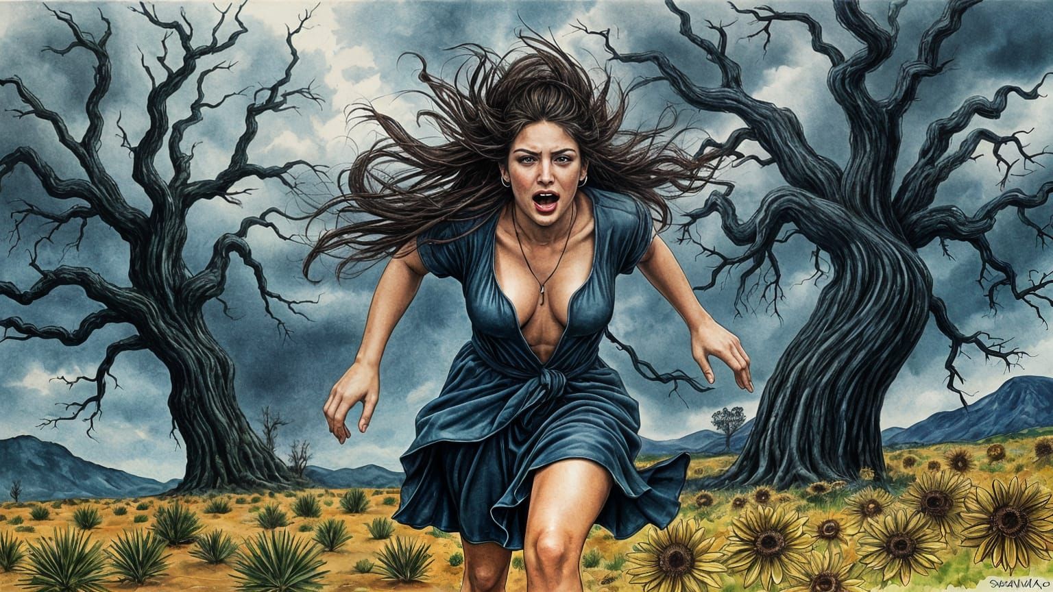 Furious Demons Pursue Me in Whimsical Watercolor