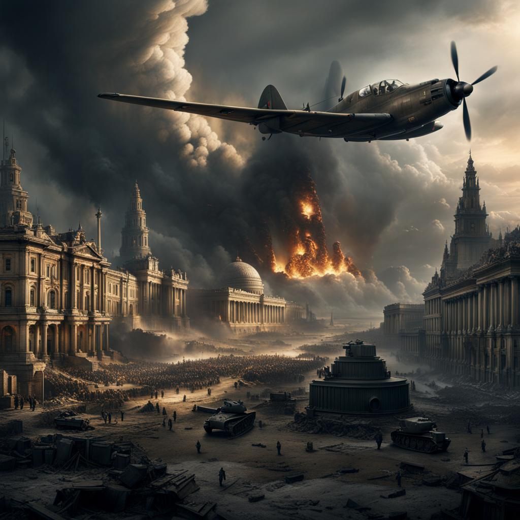 Epic Digital Matte Painting of World War 2 Chaos