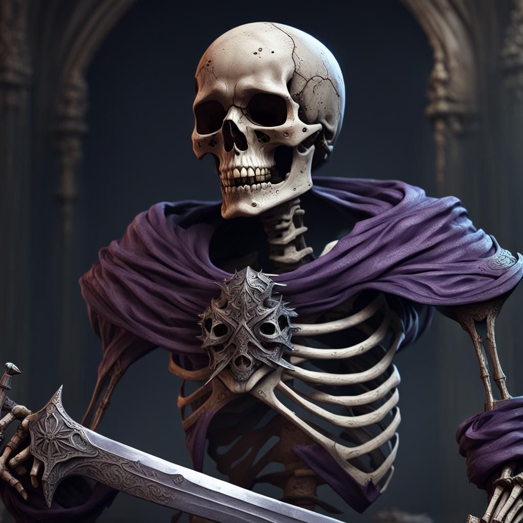 Skeleton Warrior with Sword: Dark Fantasy Art
