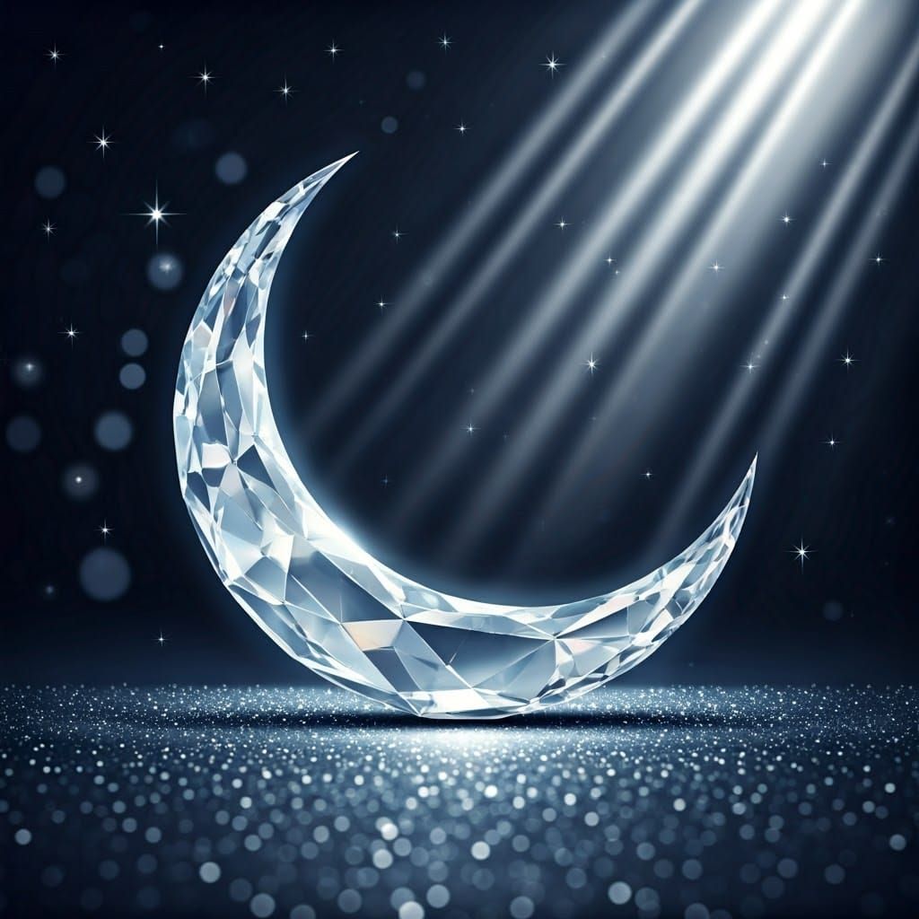 Crystal Moon and Stars in Dreamy Digital Art