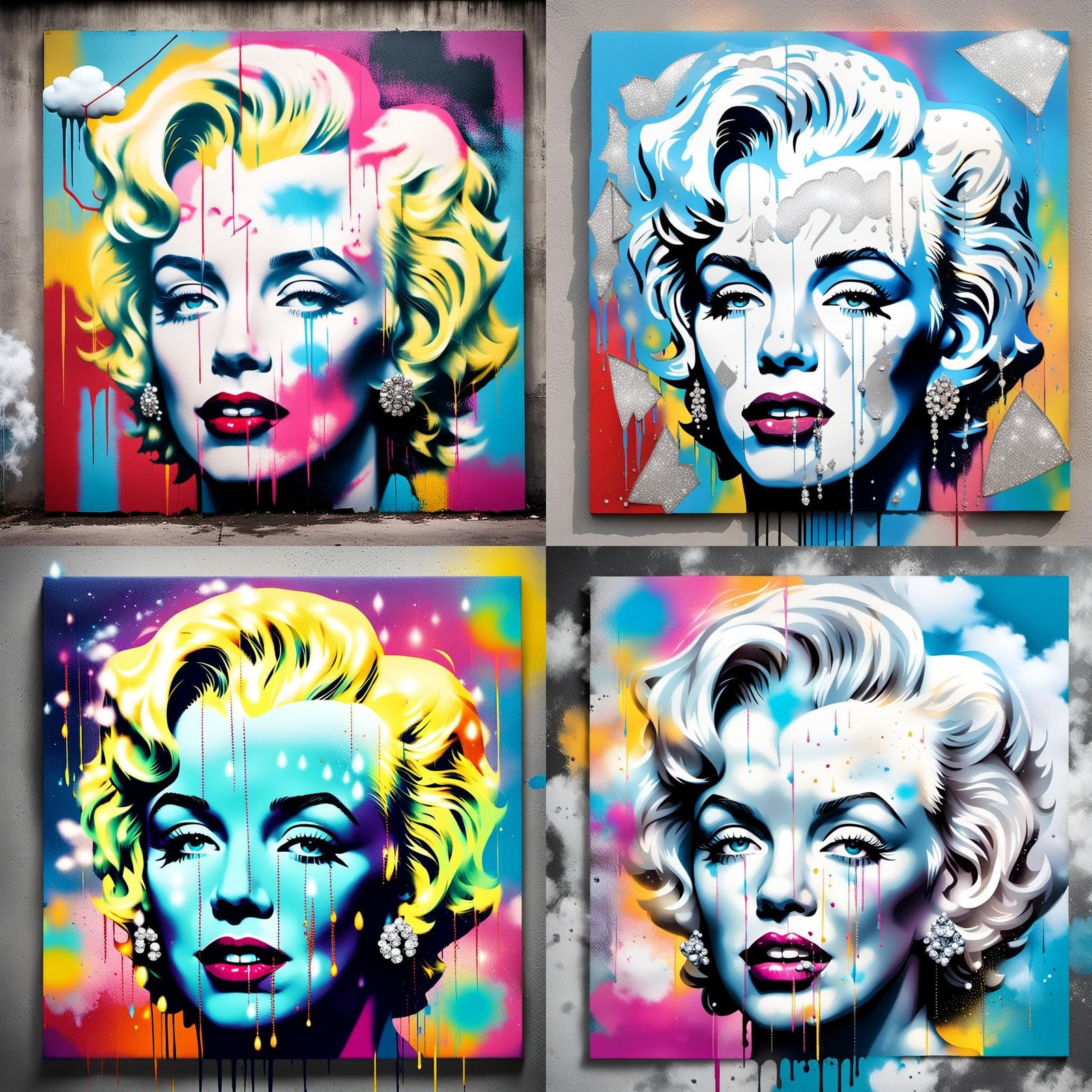 Graffiti Warhol Marilyn with Cloud Effects