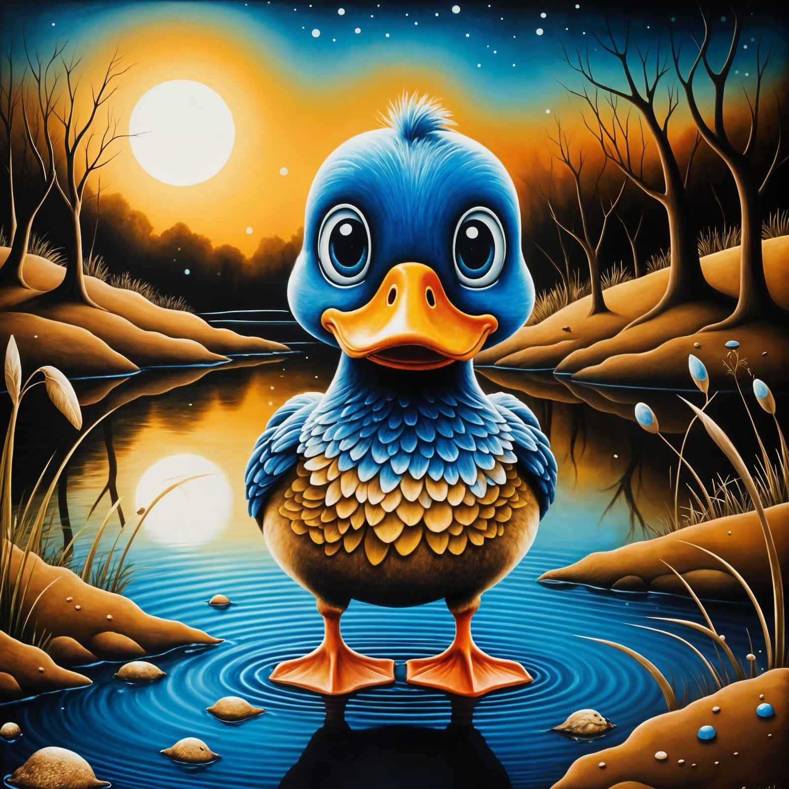 Surrealist Duck in Dreamy Watercolour