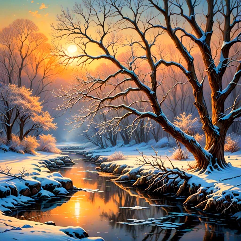 Glistening Winter Wonderland: Ice-Encrusted Branches