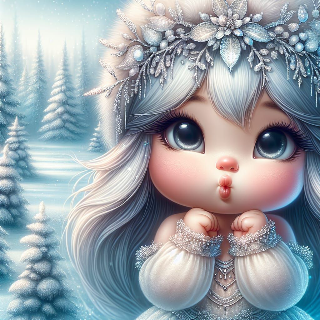 Whimsical Winter Fairy in Crystalline Forest