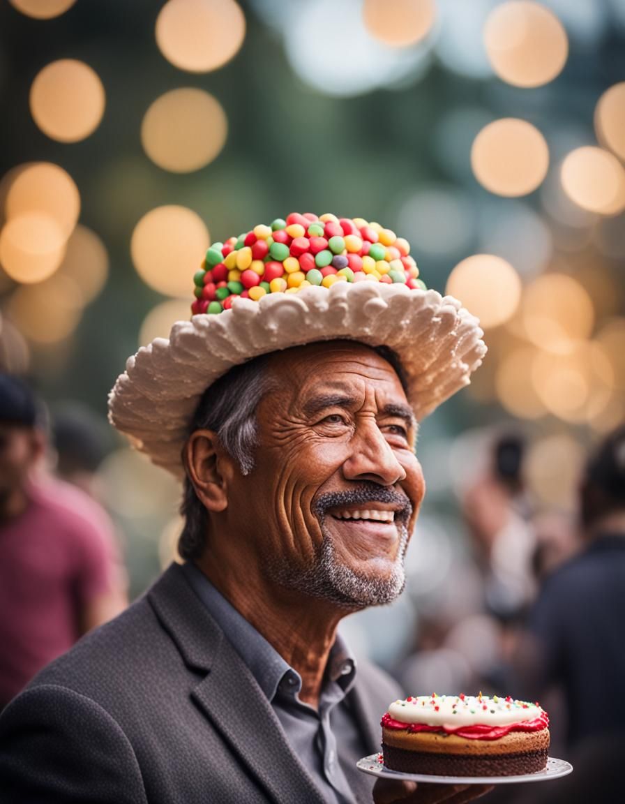 Man Adorns Cake Hat: Professional Photography