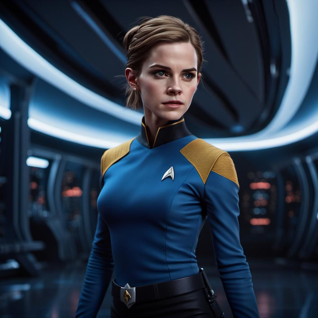 Emma Watson in Star Trek Uniform: Hyperrealistic Portrait