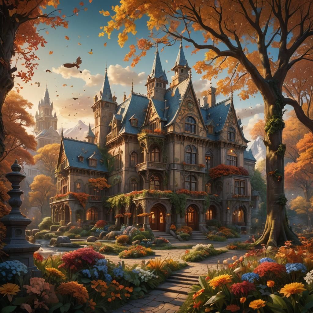 Four Seasons Fantasy Landscape in Detailed Matte Painting