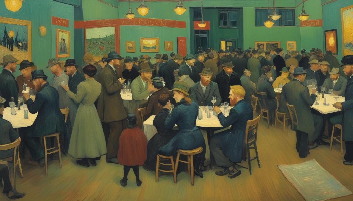 NYC Art Gallery Exhibition in Van Gogh Style