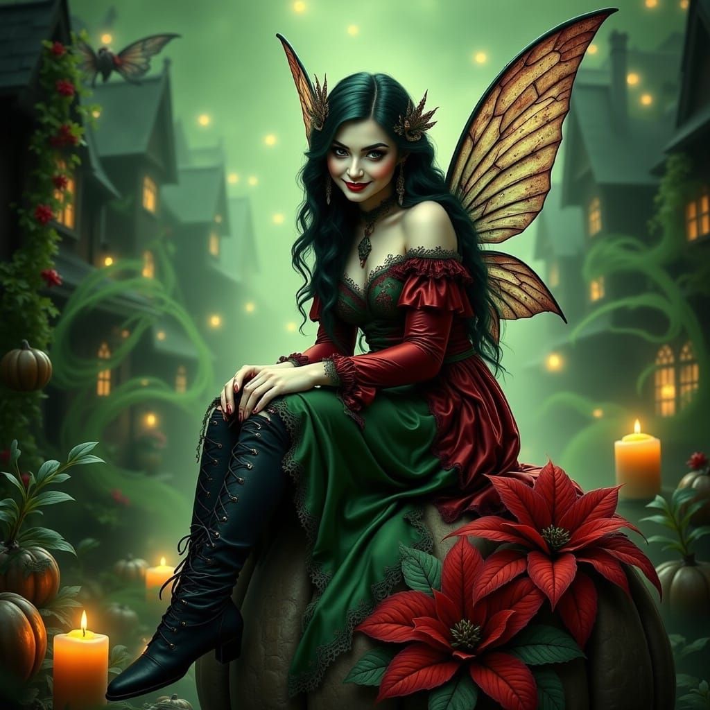 Christmas Fairy in Arthur Rackham Style Illustration