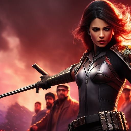 Noir Black Widow Portrait in Ultra Detailed Digital Art