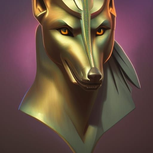 Detailed Anubis Portrait in Digital Art Style