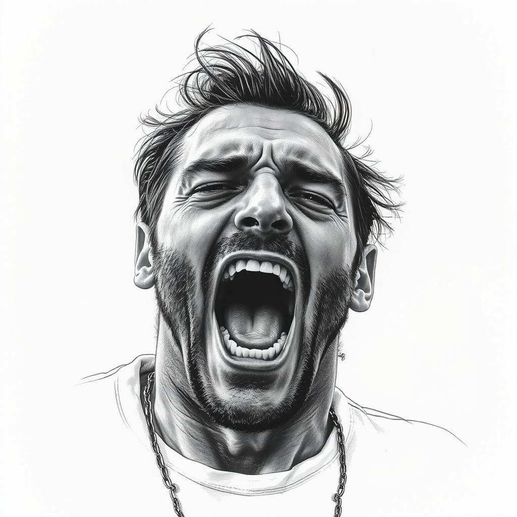 Surreal Charcoal Portrait of a Man in Agony