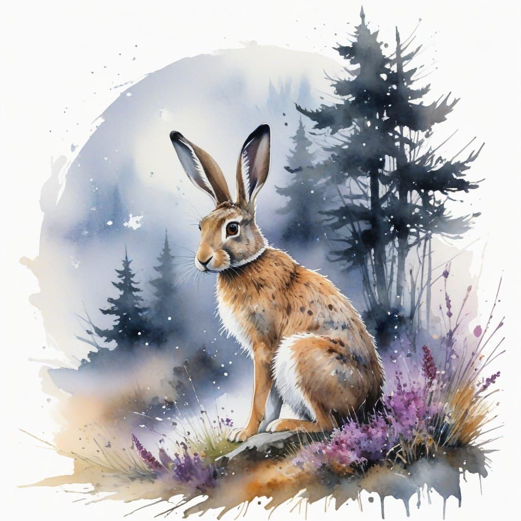 Mysterious Winter Hare at Celtic Stone Circle