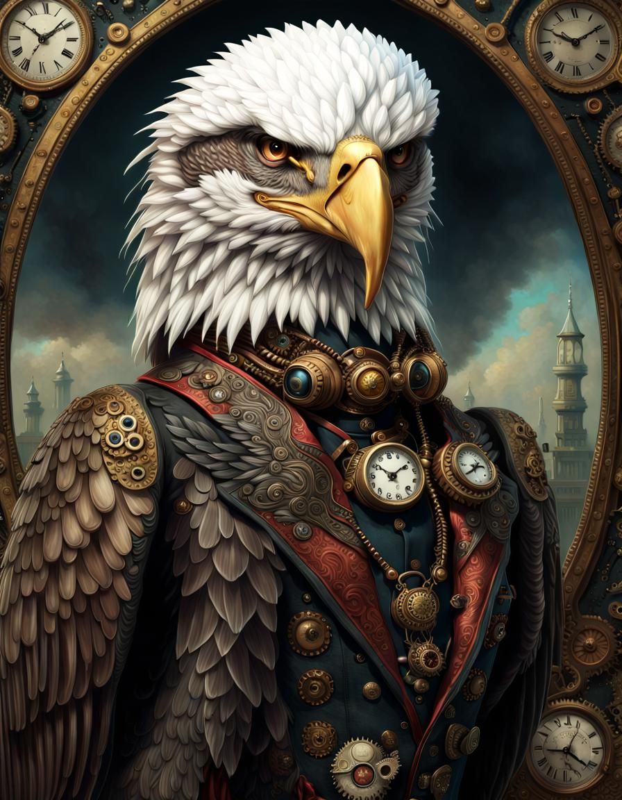 Ornate Steampunk Bald Eagle in High Detail