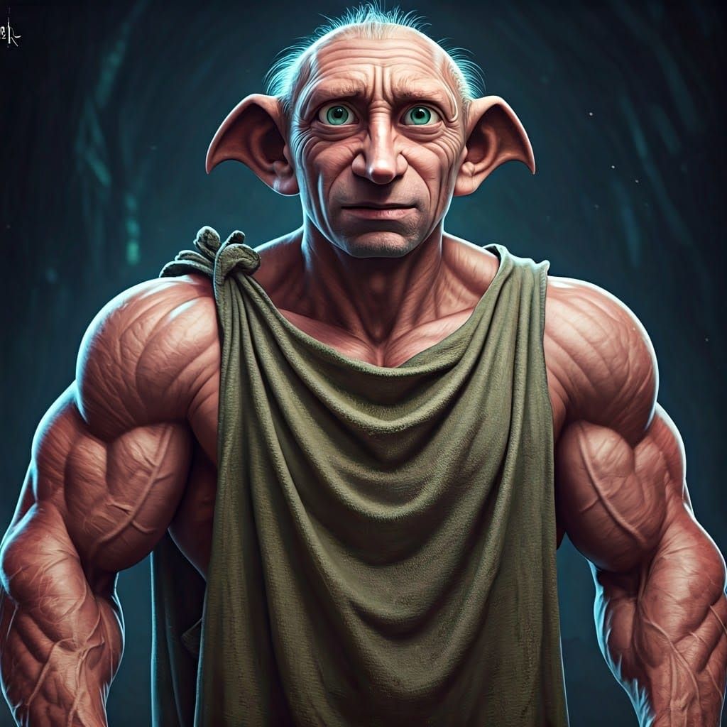 Dobby's Buff Physique in a Vibrant Fantasy Realm