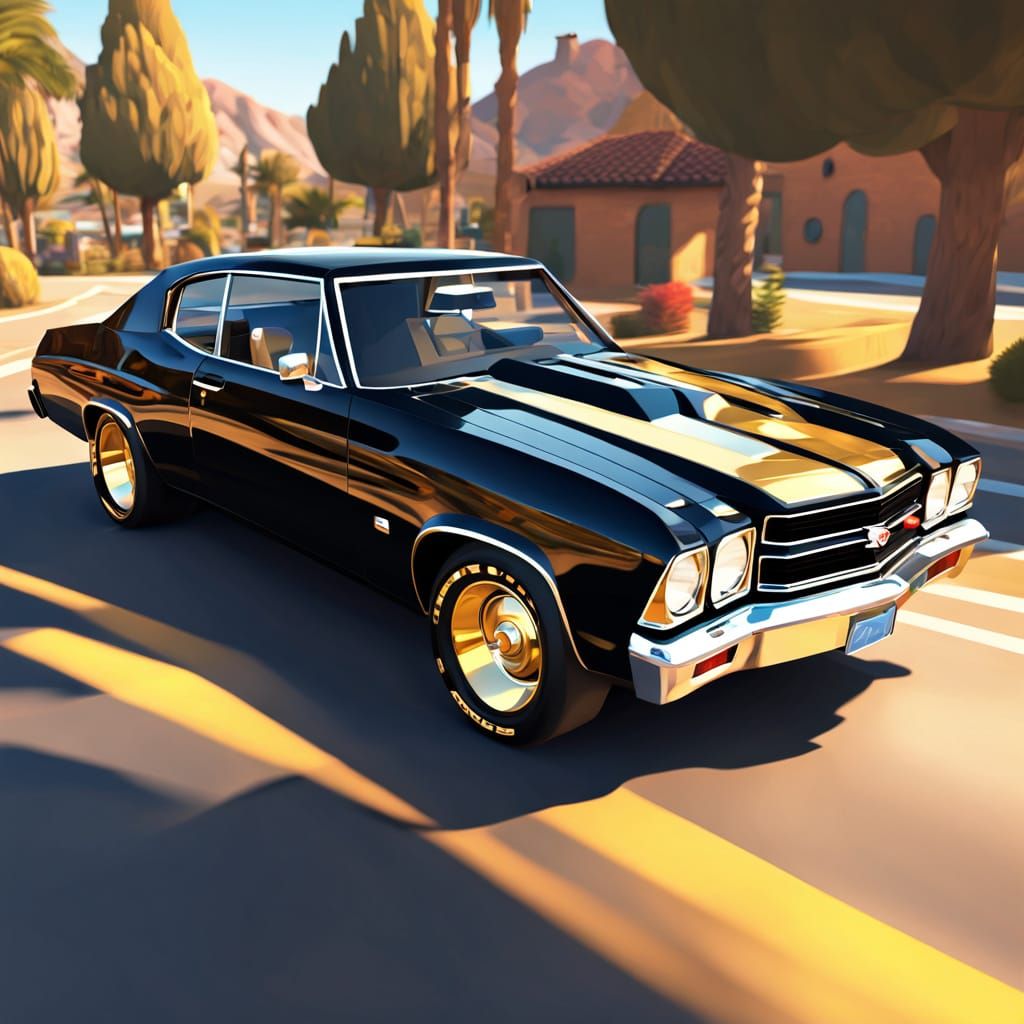 Low-Poly Chevelle SS in Matte Black with Golden Accents