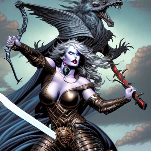 Lady Death Leaps: Comic Book Art