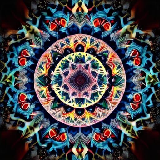 Intricate Mandala with Geometric Patterns in HDR