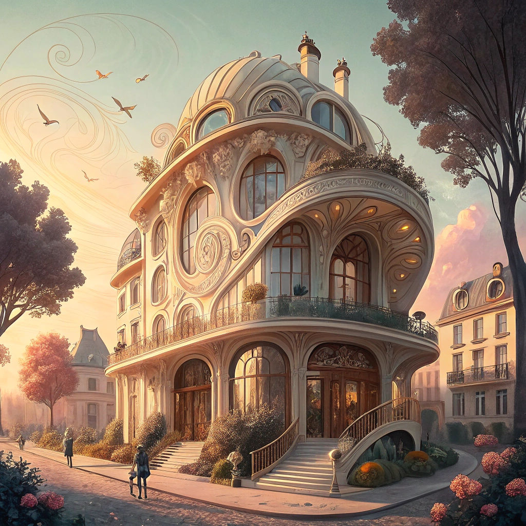 Ornate Art Nouveau Building with Curved Lines