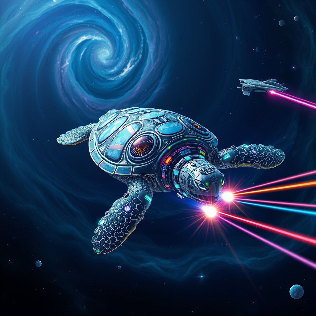 Cybernetic Sea Turtle in Space Chase