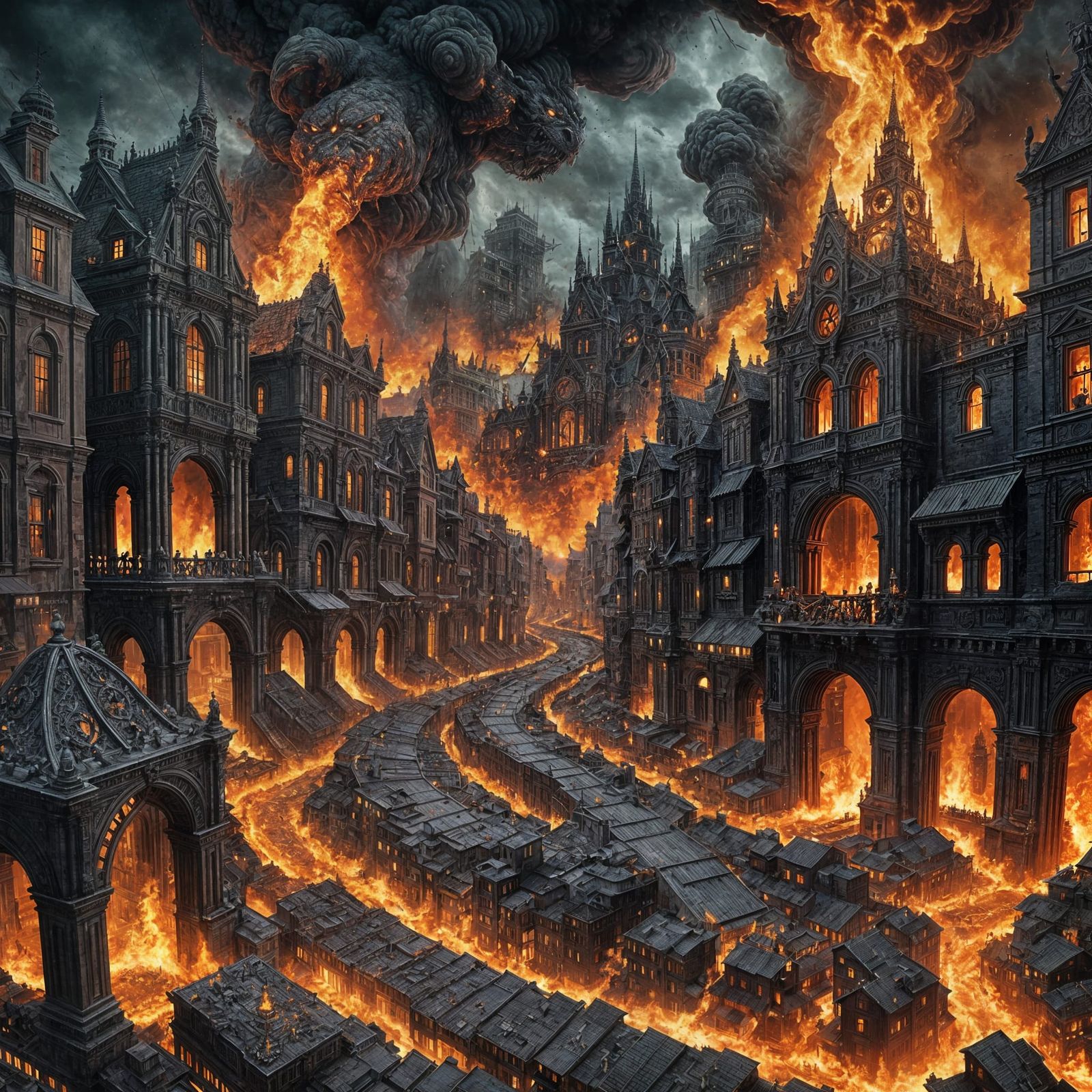 Infernal Cityscape: A Vision of Hell