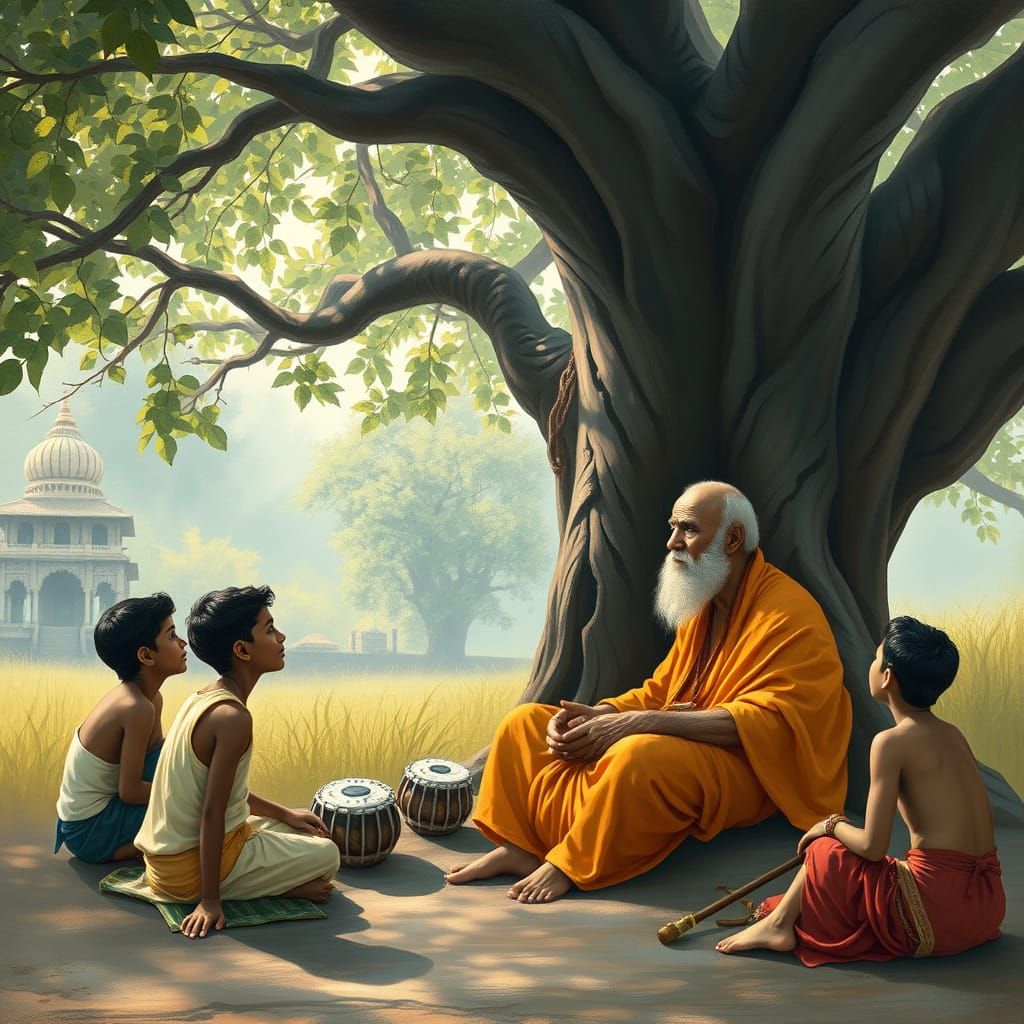 Indian Guru Teaches Tabla Under Ancient Tree