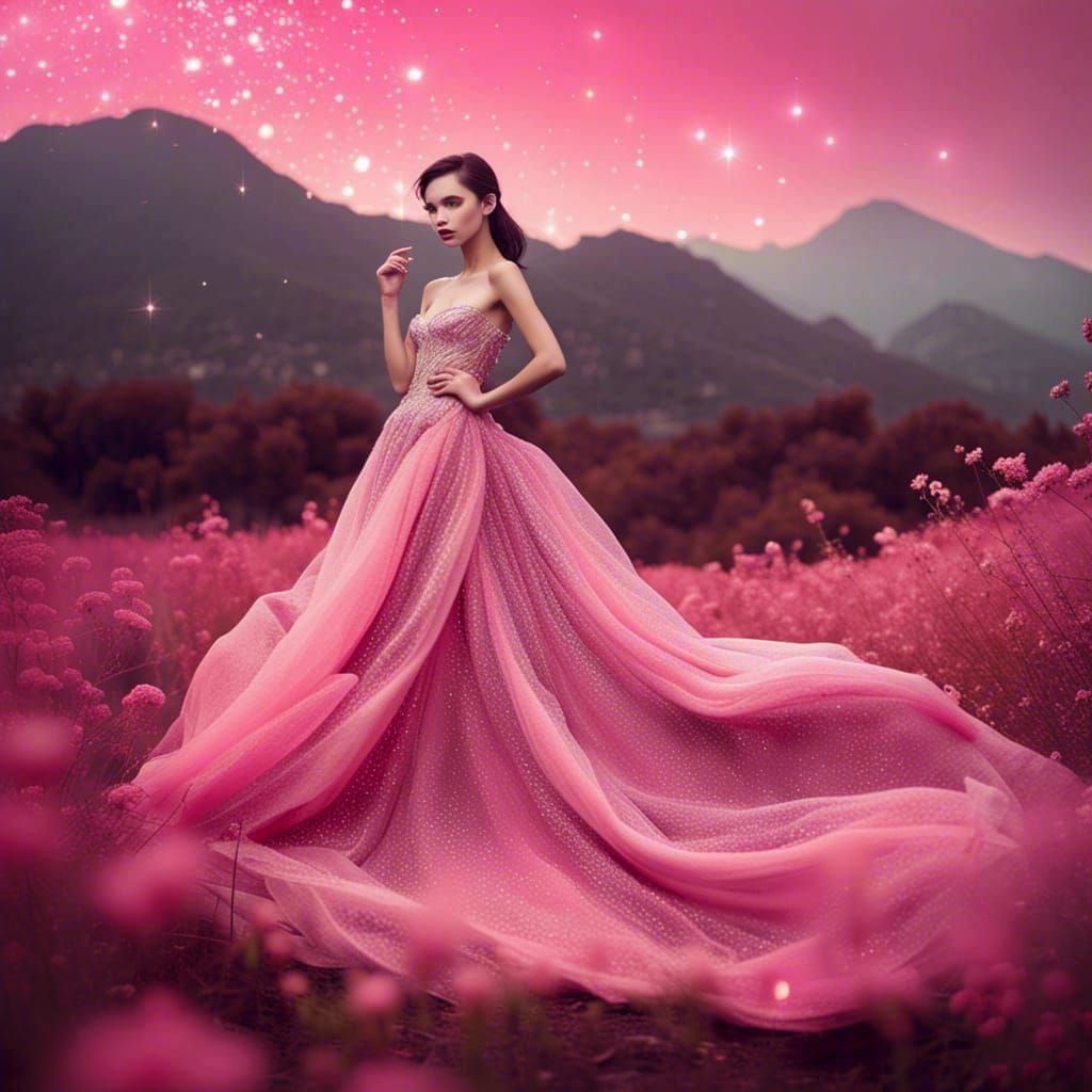 Stunning Model with Sparkling Sky Backdrop