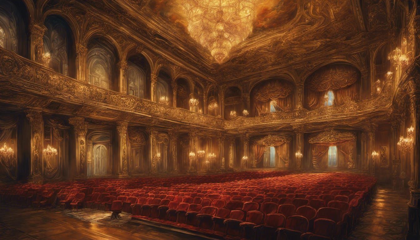 A night at golden light old opera house