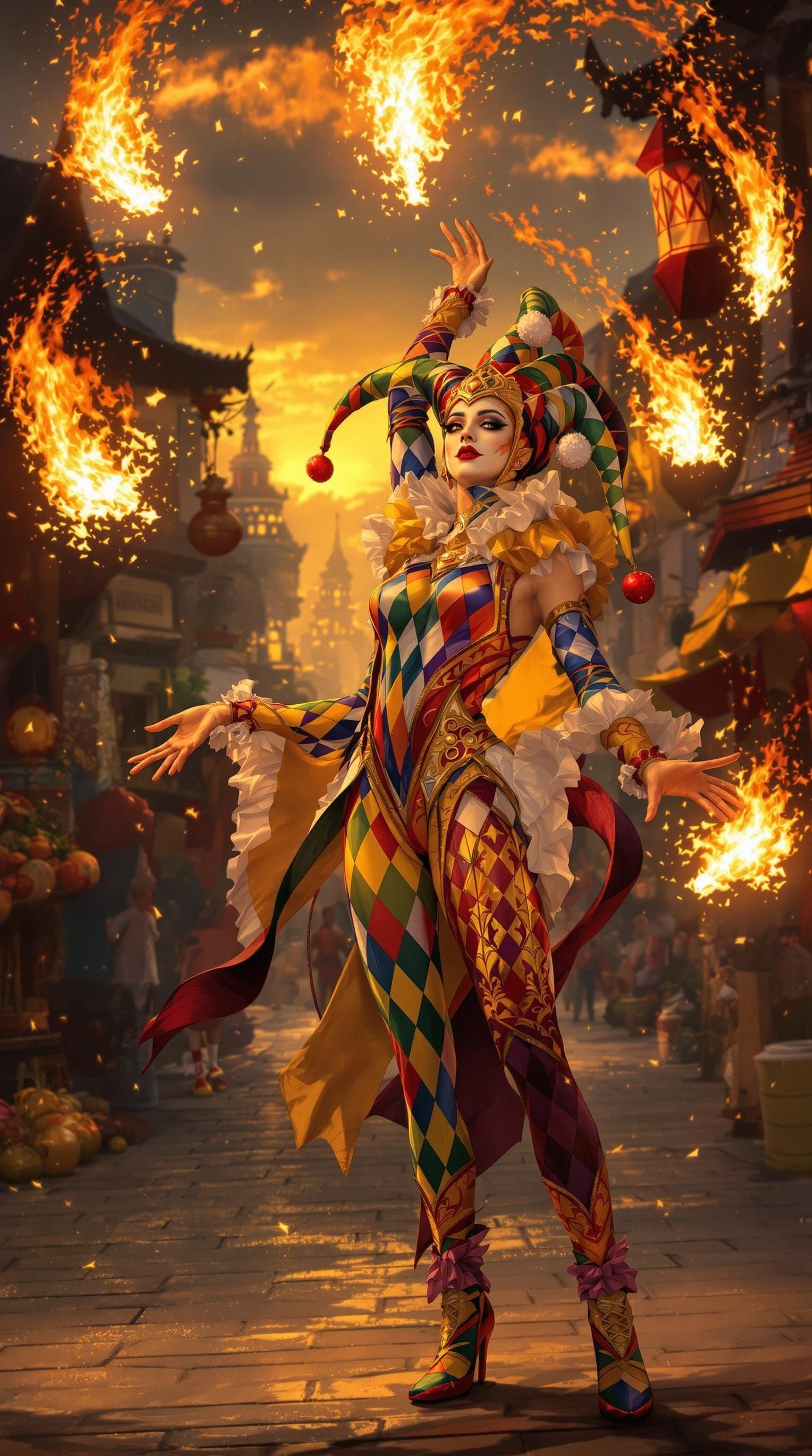 Renaissance Jester in High Fantasy Market