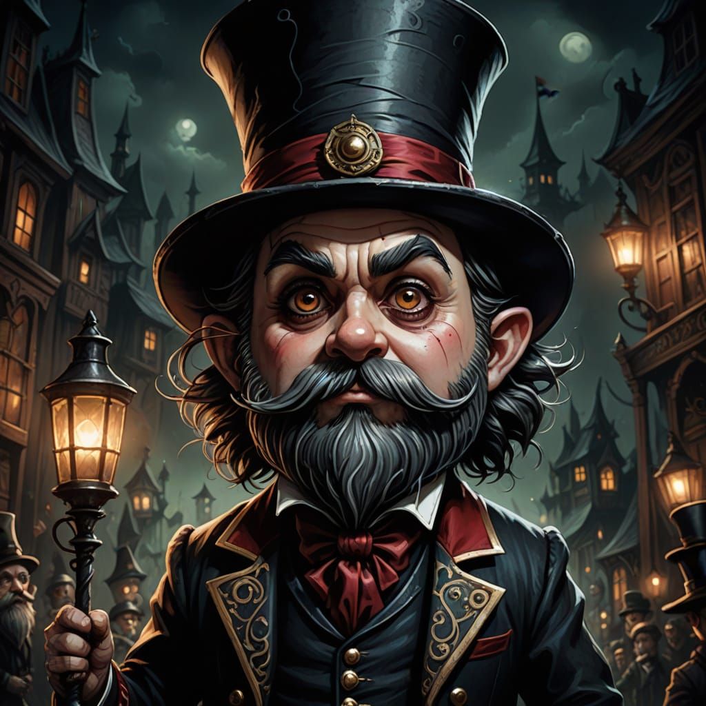 Chibi Gnome Ringmaster in Dark Fantasy Style