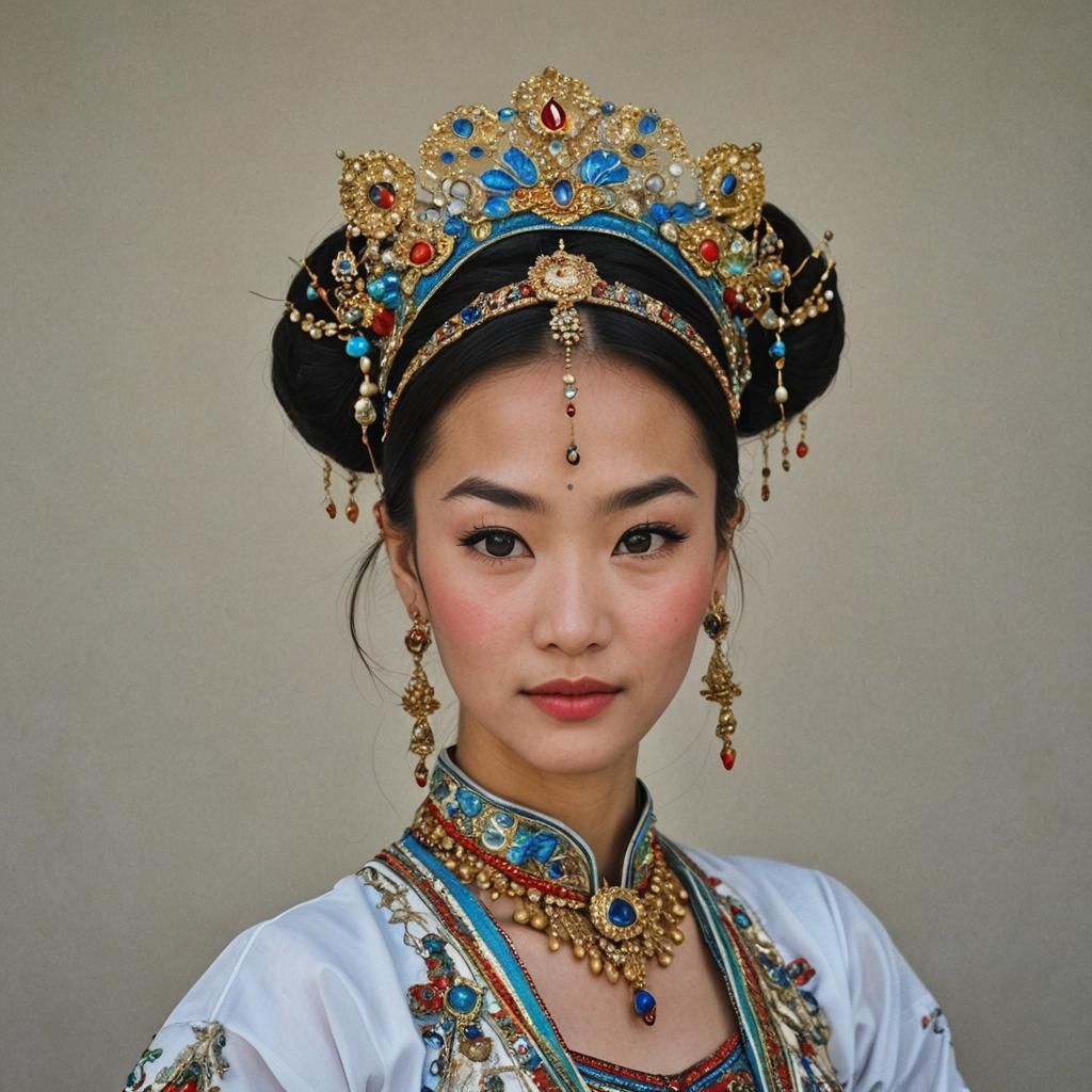 Portrait of Küzniqstan Woman in Festival Dress