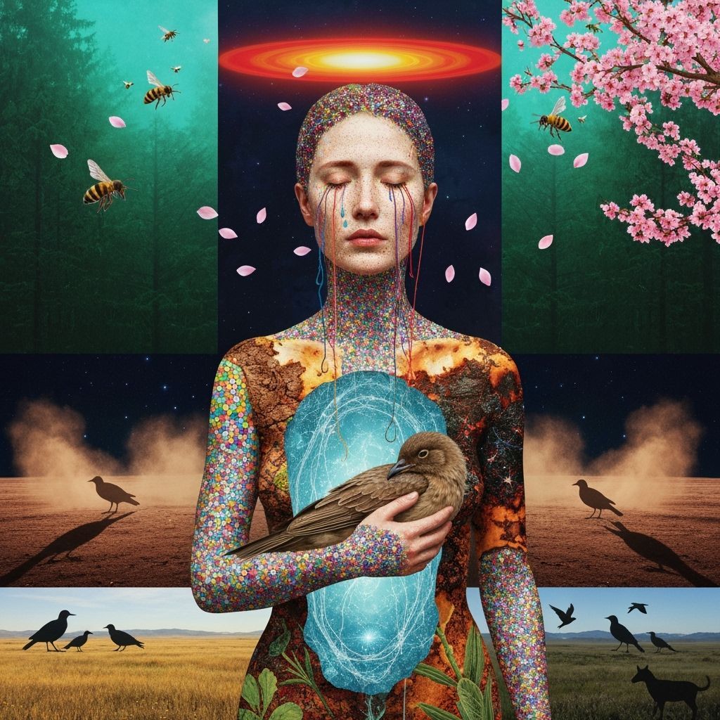 Mystical Shaman Trance in Bioluminescent Forest Collage