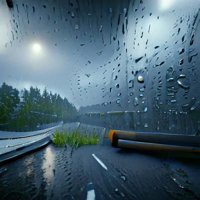 Dark Rainy Highway in Hyperrealism