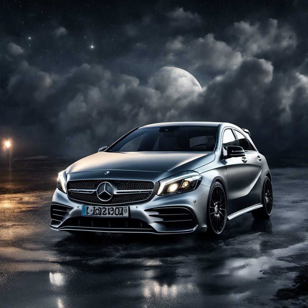 Mercedes-Benz AMG 200d Under Starry Night Sky