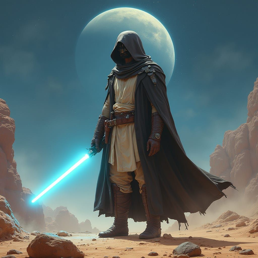 Jedi Knight in Galactic Landscape Concept Art