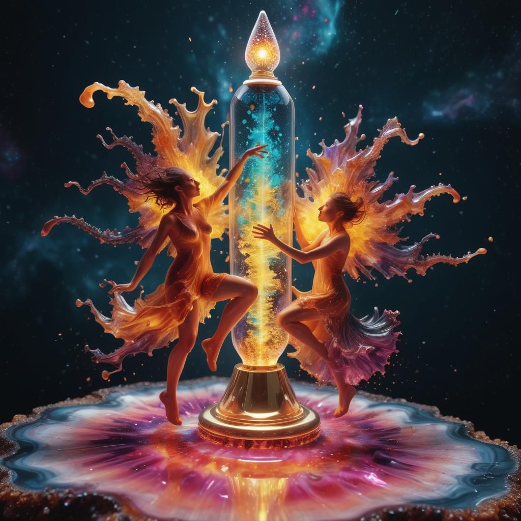 Exploding Figures Dancing with Ferrofluid Lamp