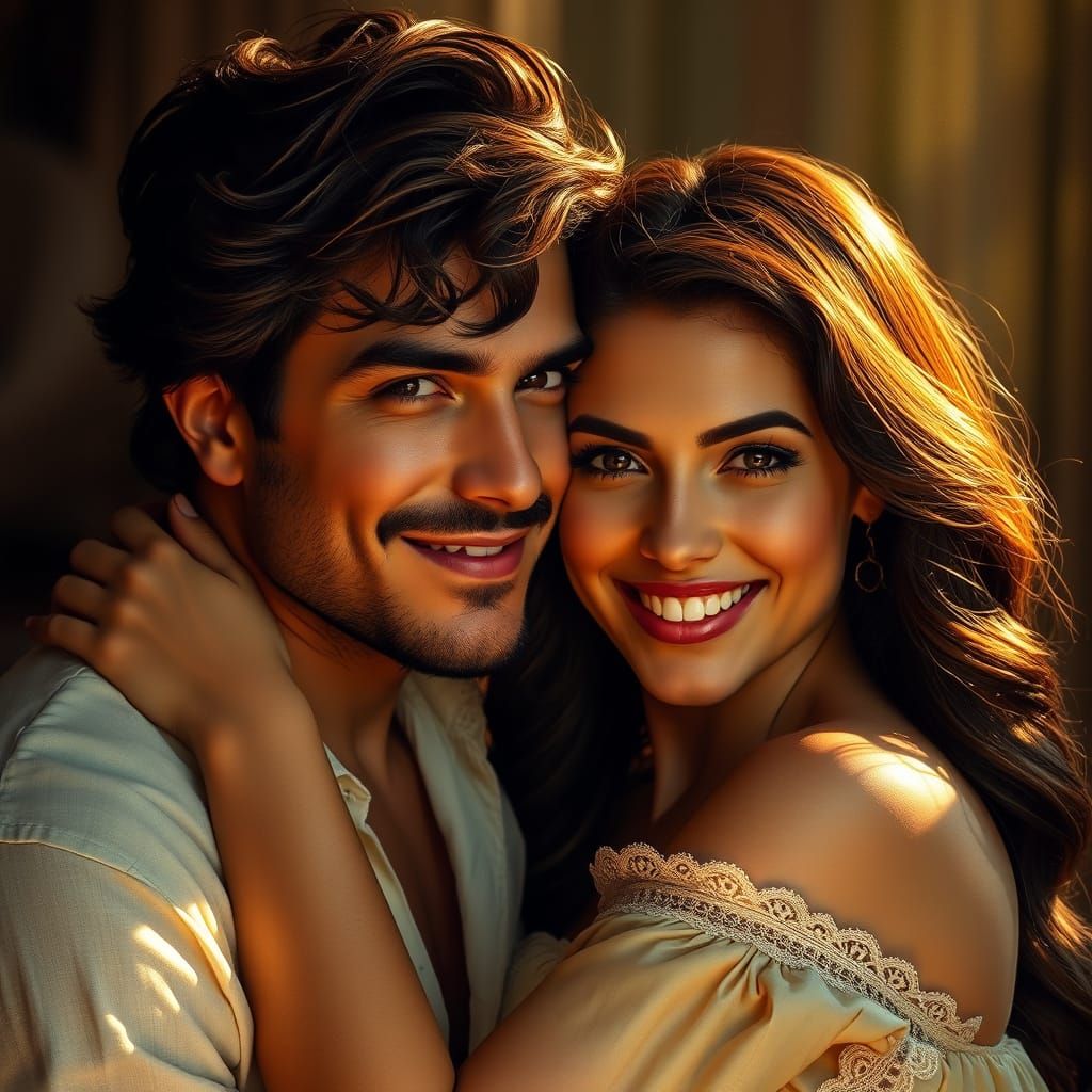 Emotive Couple in Warm, Golden Light