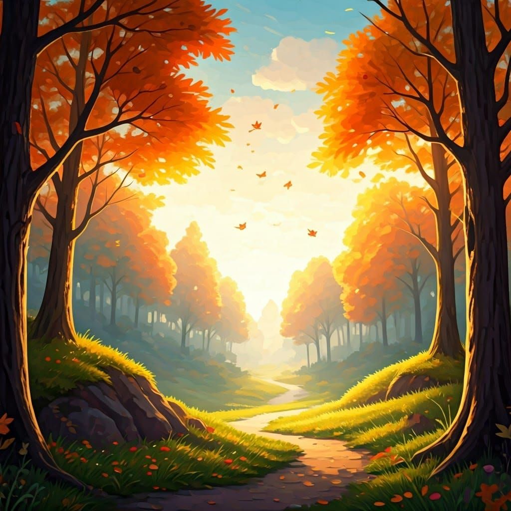 Autumn Landscape in Pre-Raphaelite Style