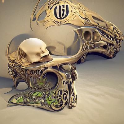 Art Nouveau Skull in Hyperrealistic Style