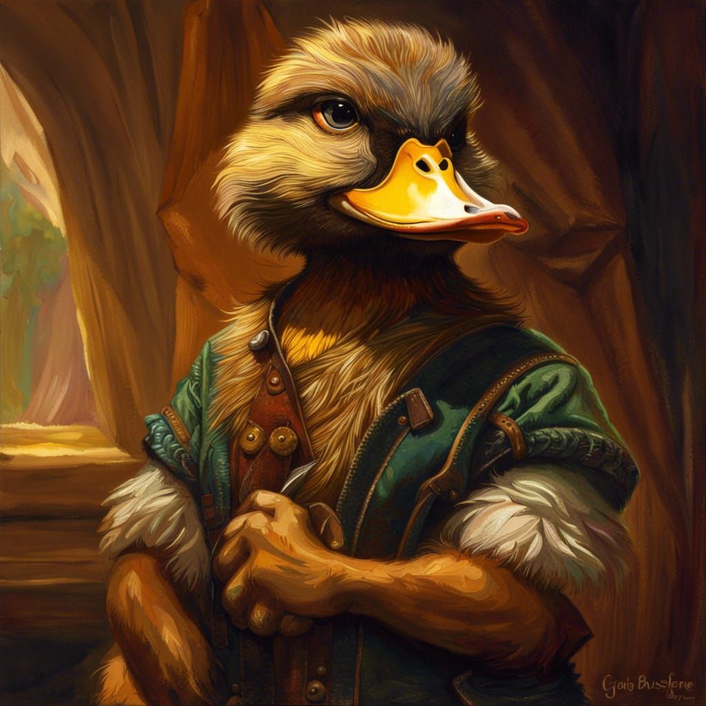 Furry Duck Portrait in Detailed Digital Painting Style