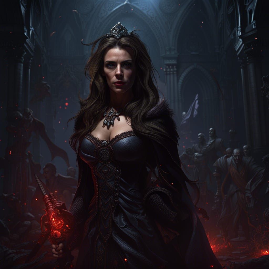 Dark Vampire Queen in Art Nouveau Style