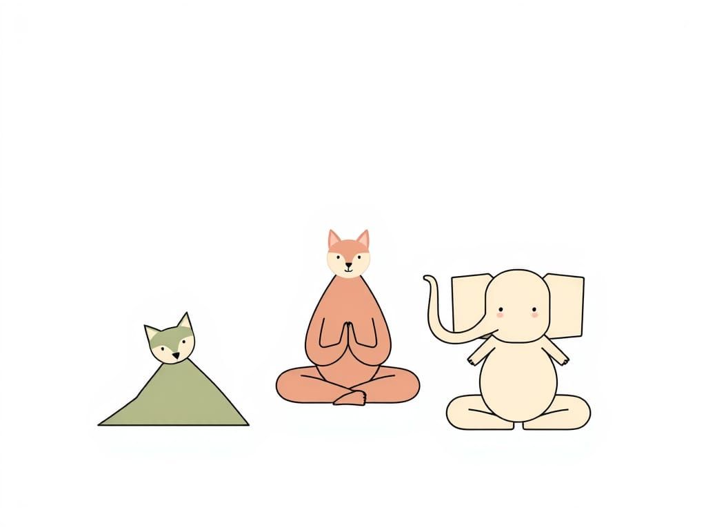 Minimalist Geometric Animals Doing Yoga in Scandinavian Styl...