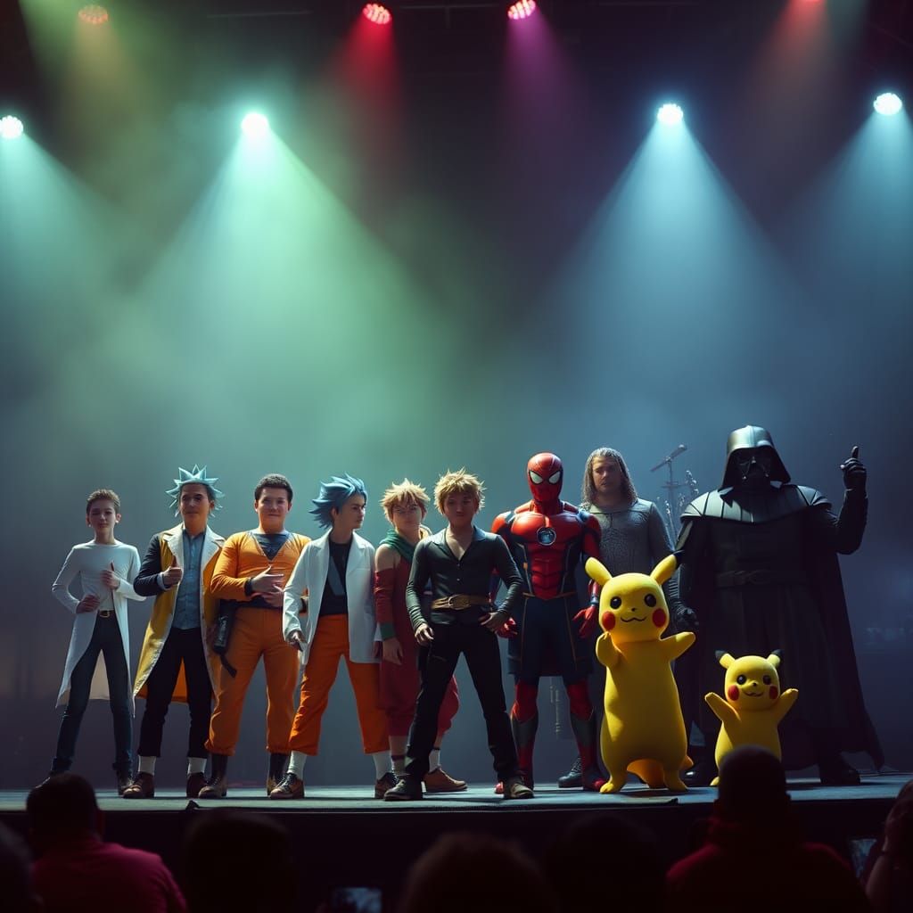 Epic Concert of Iconic Characters on Stage